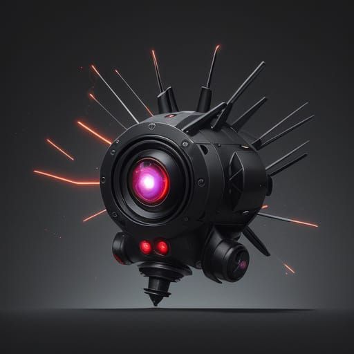 Glossy Black Camera Bot with Gyroscopic Wheel