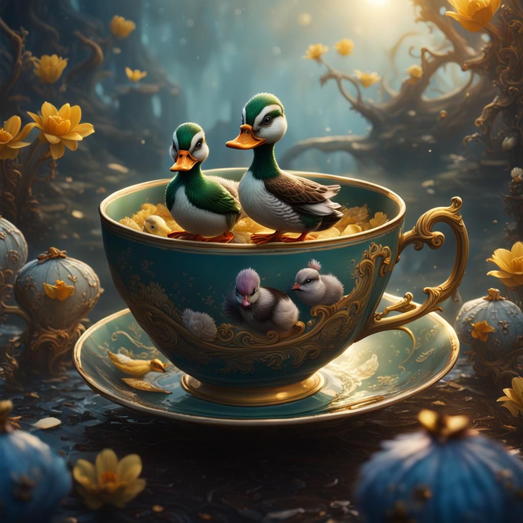 Ducks in Teacup: Detailed Fantasy Concept Art