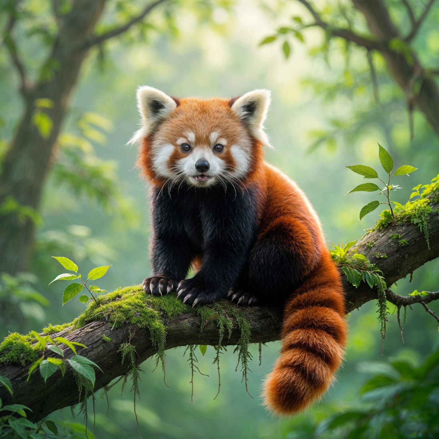 Red Panda in Natural Forest Habitat