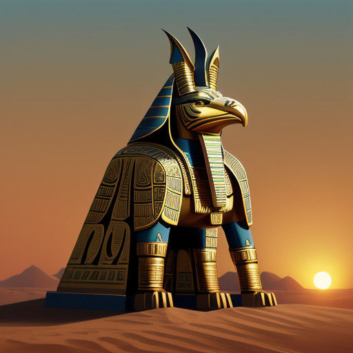 Horus in Ancient Egyptian Style with Intricate Details and W...