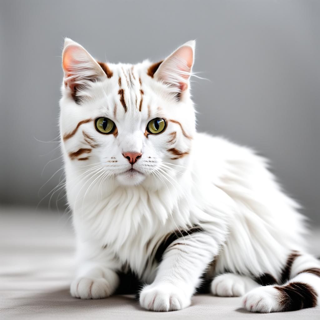 White Cat with Brown and Black Stripes