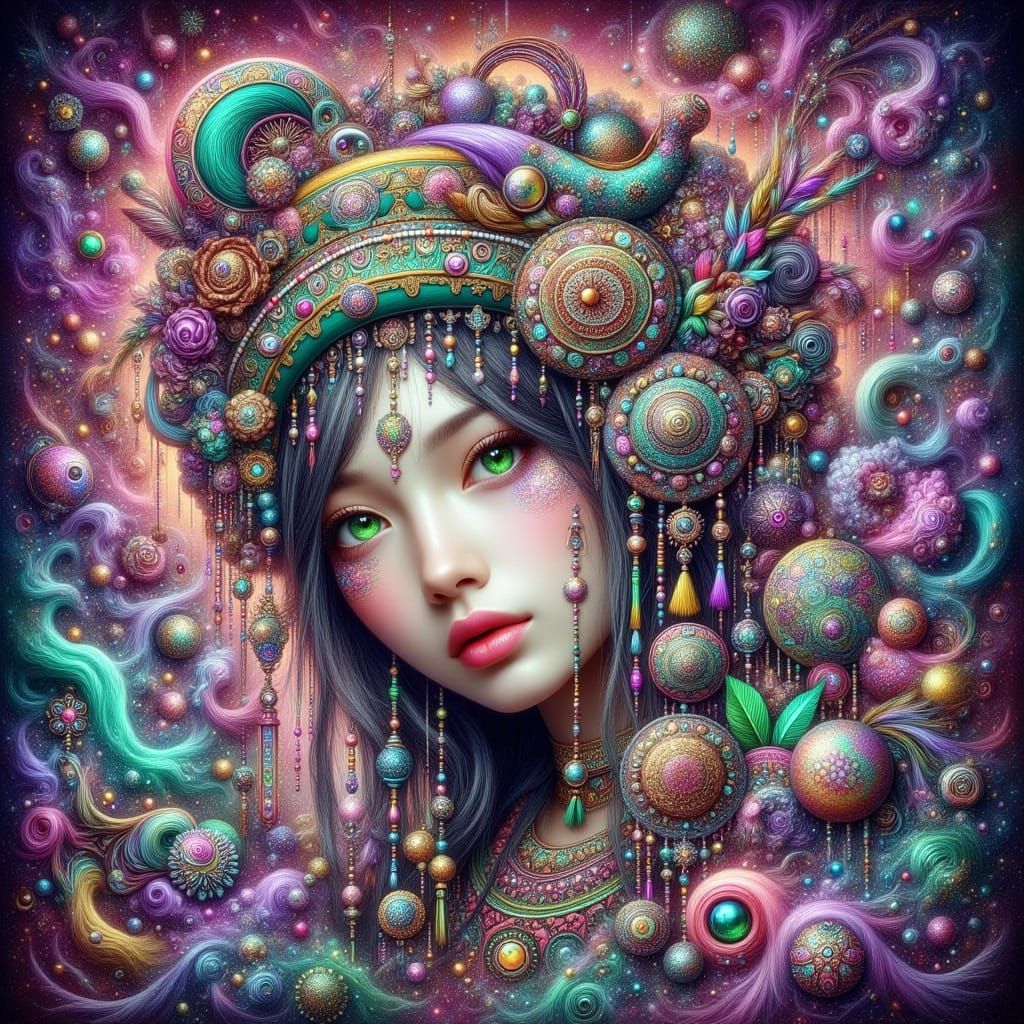 Psychedelic Pop Surrealism Portrait of a Woman