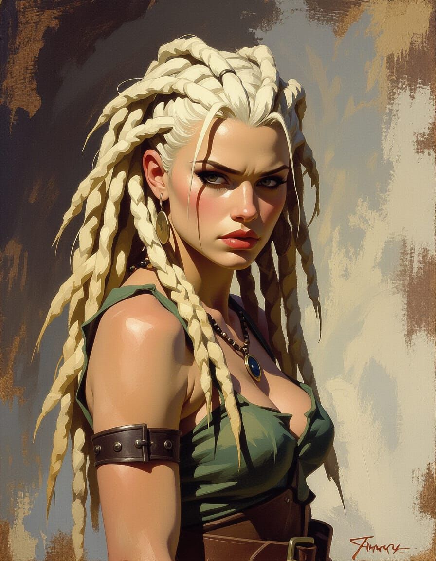 Heroic Woman in Oil Painting Style