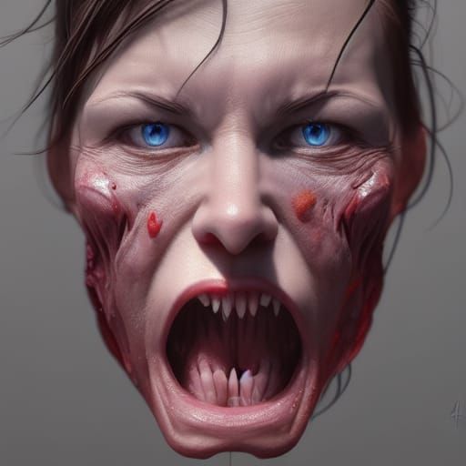 Hyperrealistic Anorexic Obesity Portrait in Biopunk Style