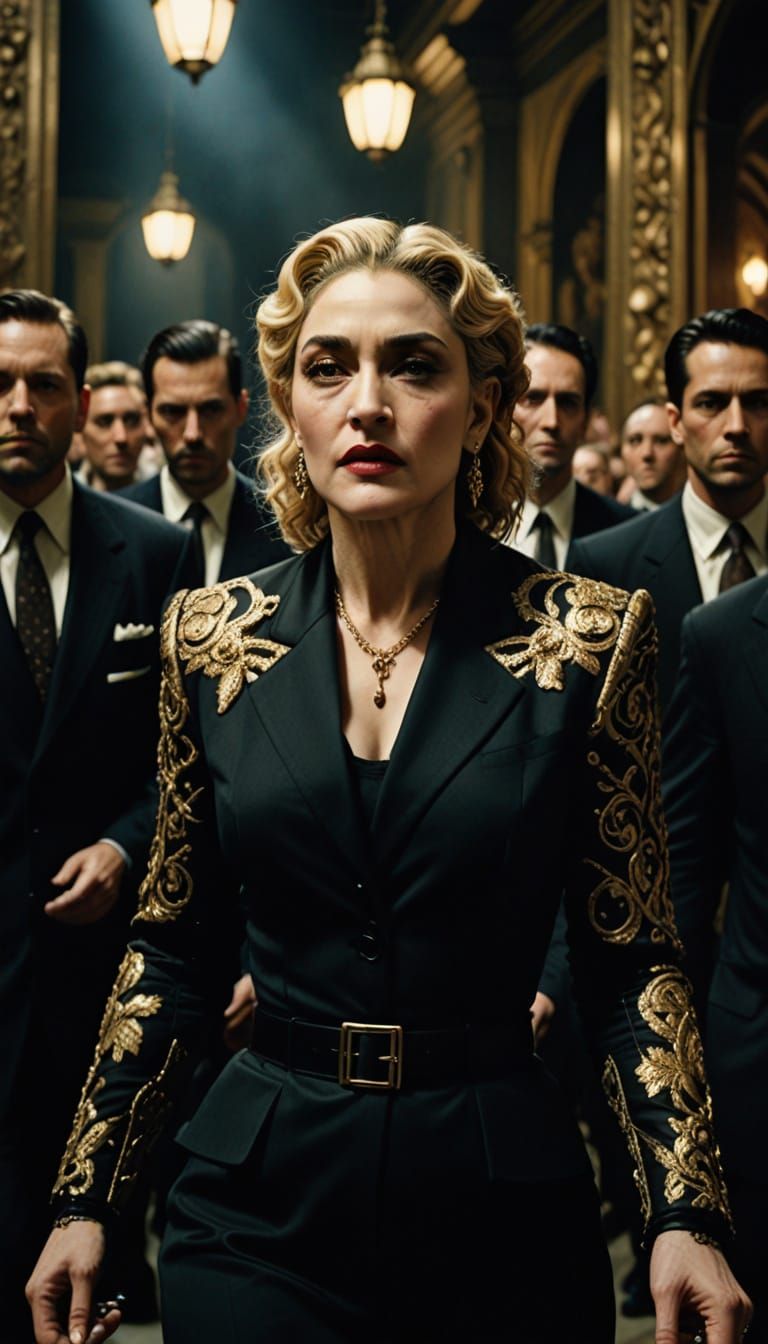 Luxurious Film Noir Madonna Portrayal in Opulent Style