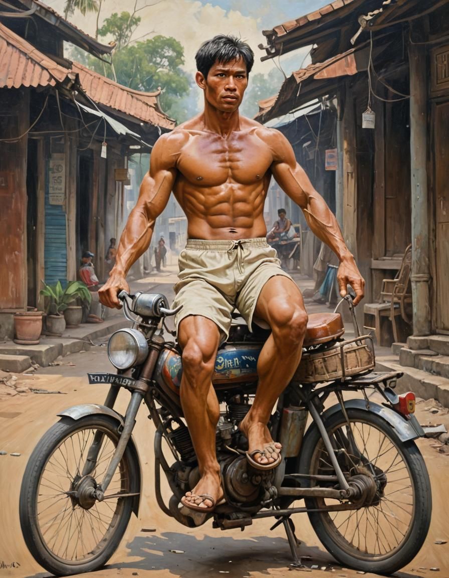 Thai Cinderella Man: Oil Painting in Gurney Style