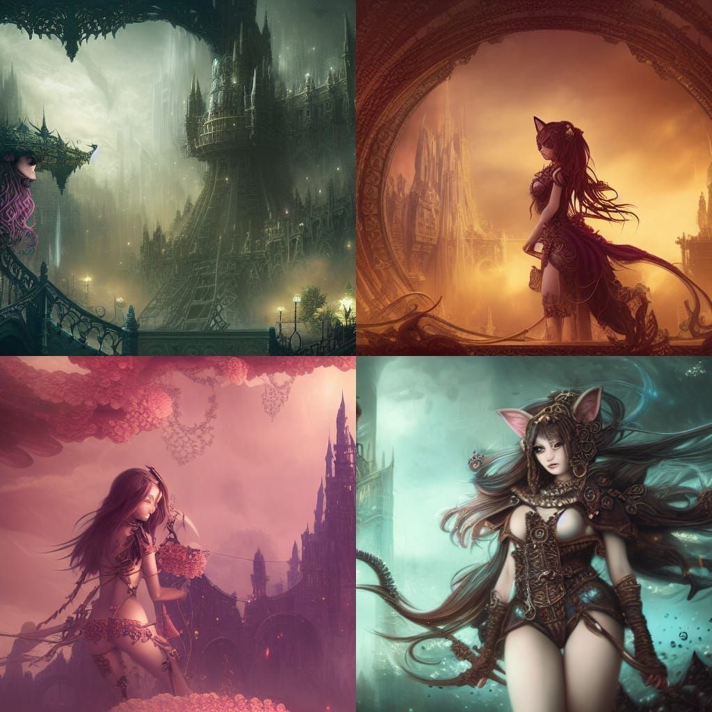 Catgirl Council: Detailed Digital Matte Painting in 8K