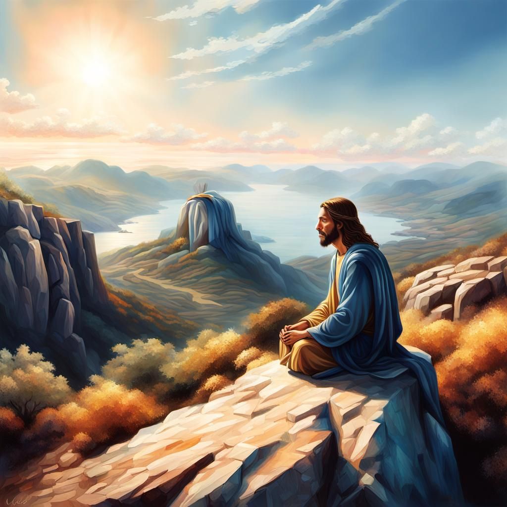 Jesus in Contemplation: Hyperrealistic Concept Art
