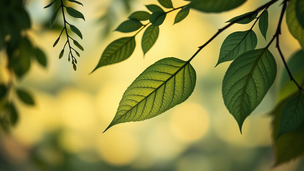 Minimalist Botanical Illustration of European Tree Leaves