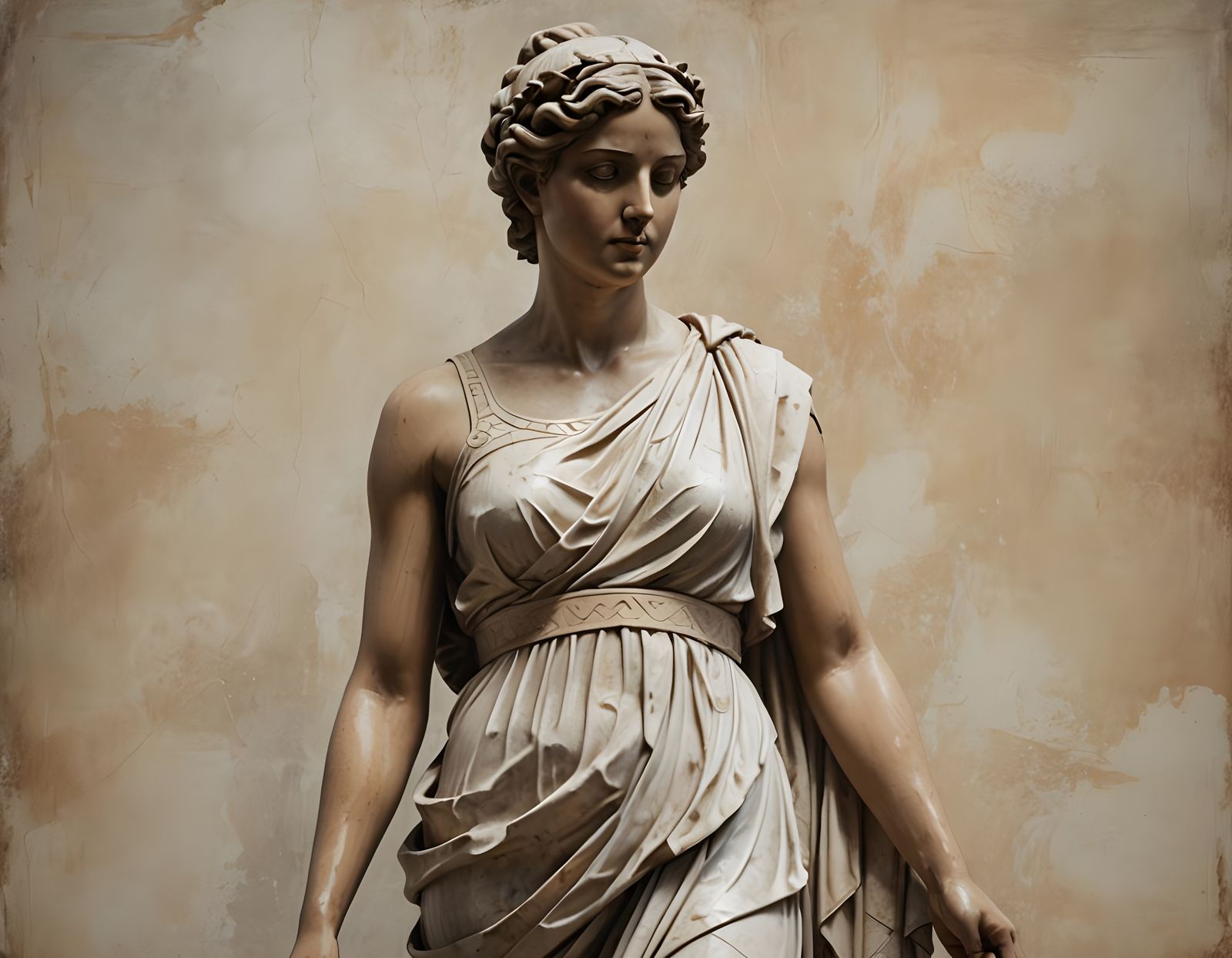 Elegant Woman Posed as Greek Statue