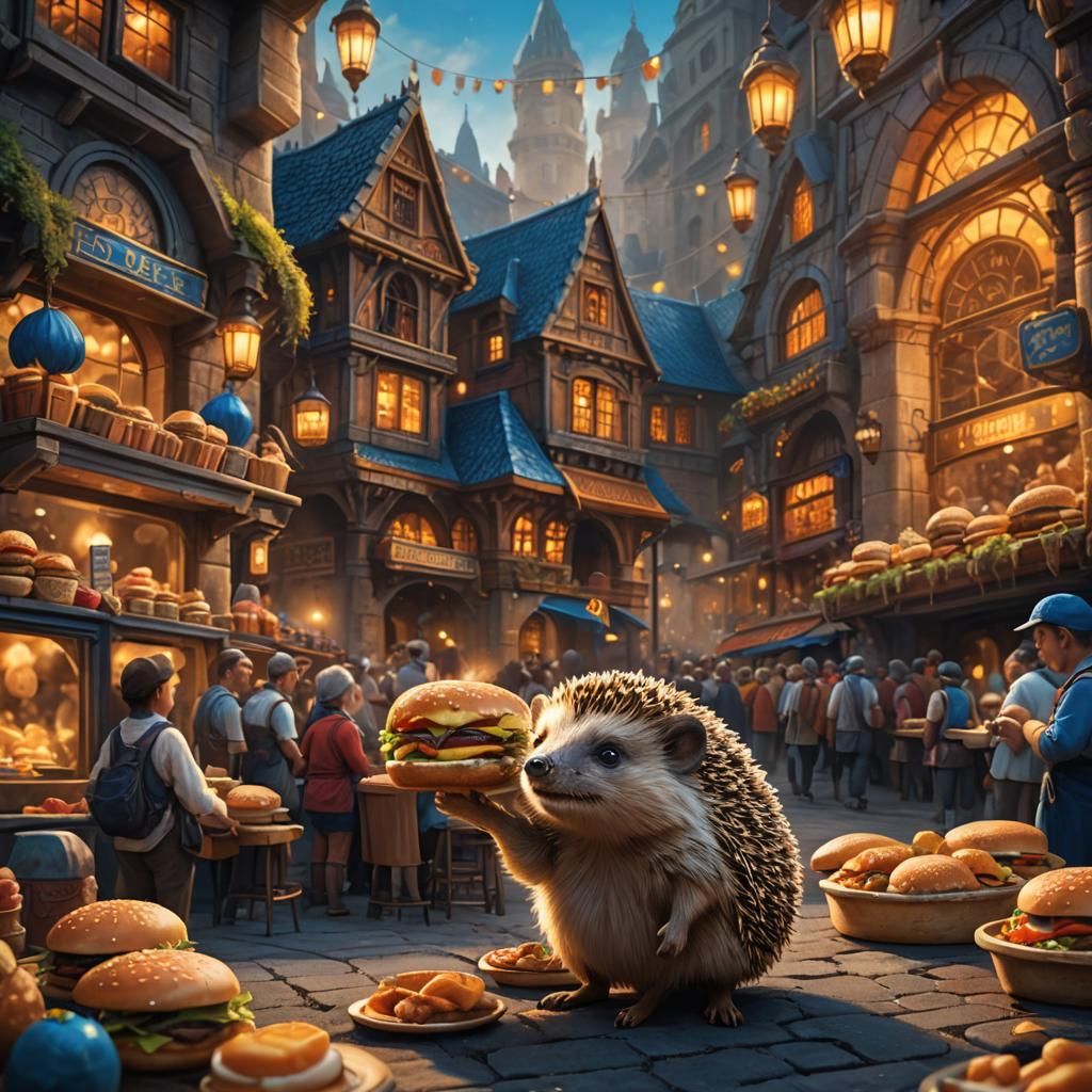 Hedgehog's Burger Quest in Mystical Marketplace