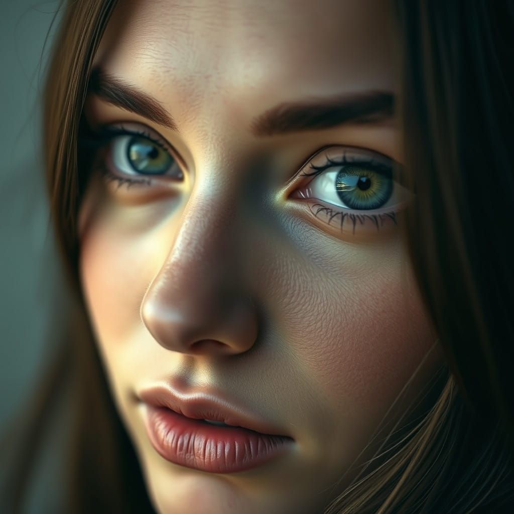 Stunning Elegant Brunette Goddess with Intense Green Eyes