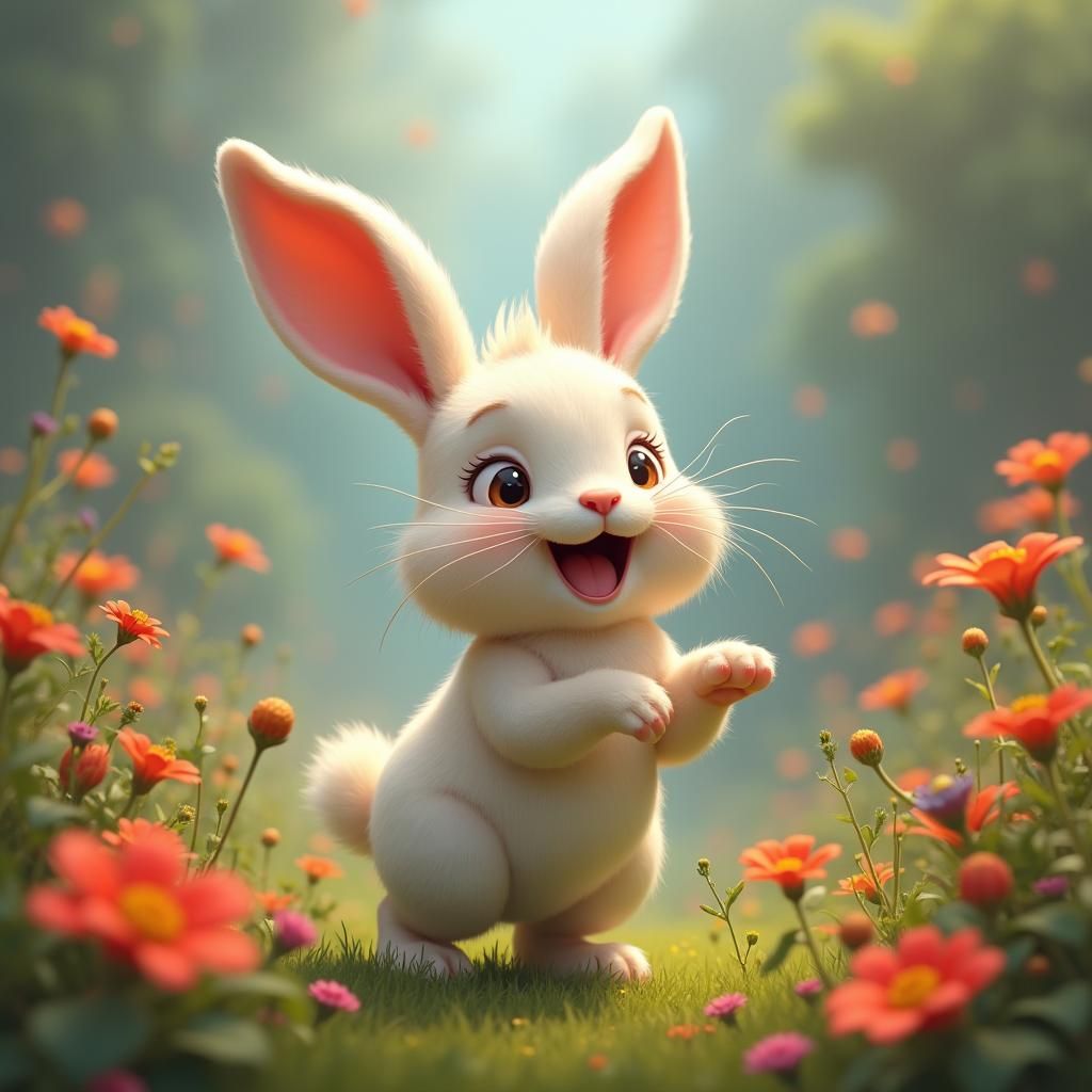 Playful Bunny in Whimsical Fantasy World