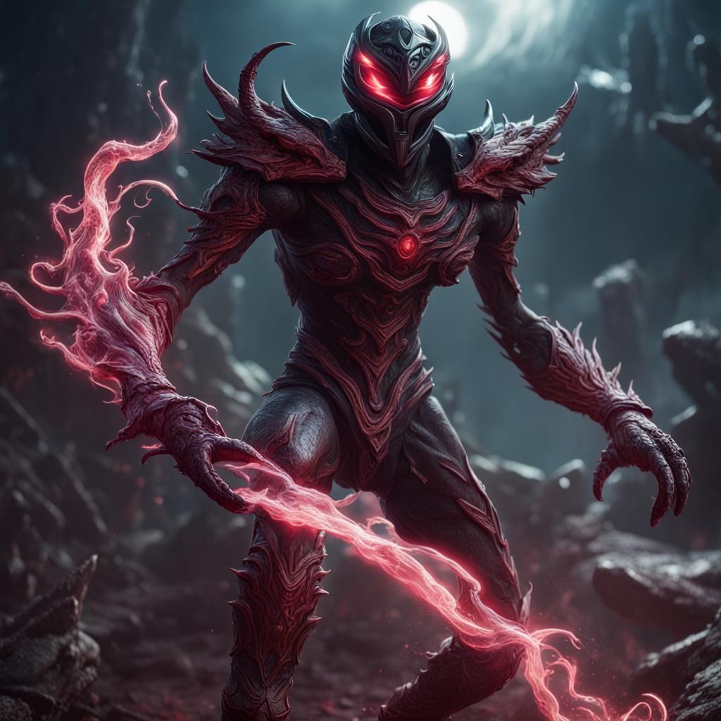 Demonic Eldritch Power Ranger in Detailed Matte Style