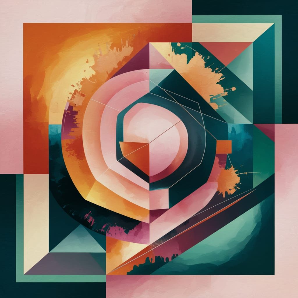 Melancholic Abstract Geometric Art in Photorealistic Style