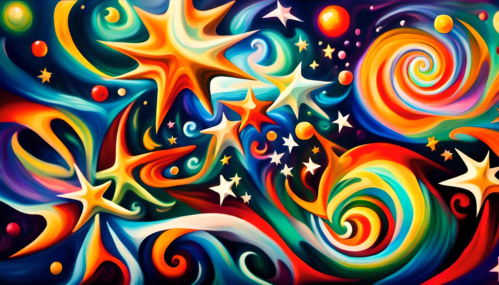 Iridescent Plasma Maelstrom of Newborn Stars in Impasto Styl...