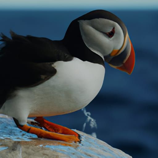 Puffin on Rocky Jetty with Volumetric Lighting
