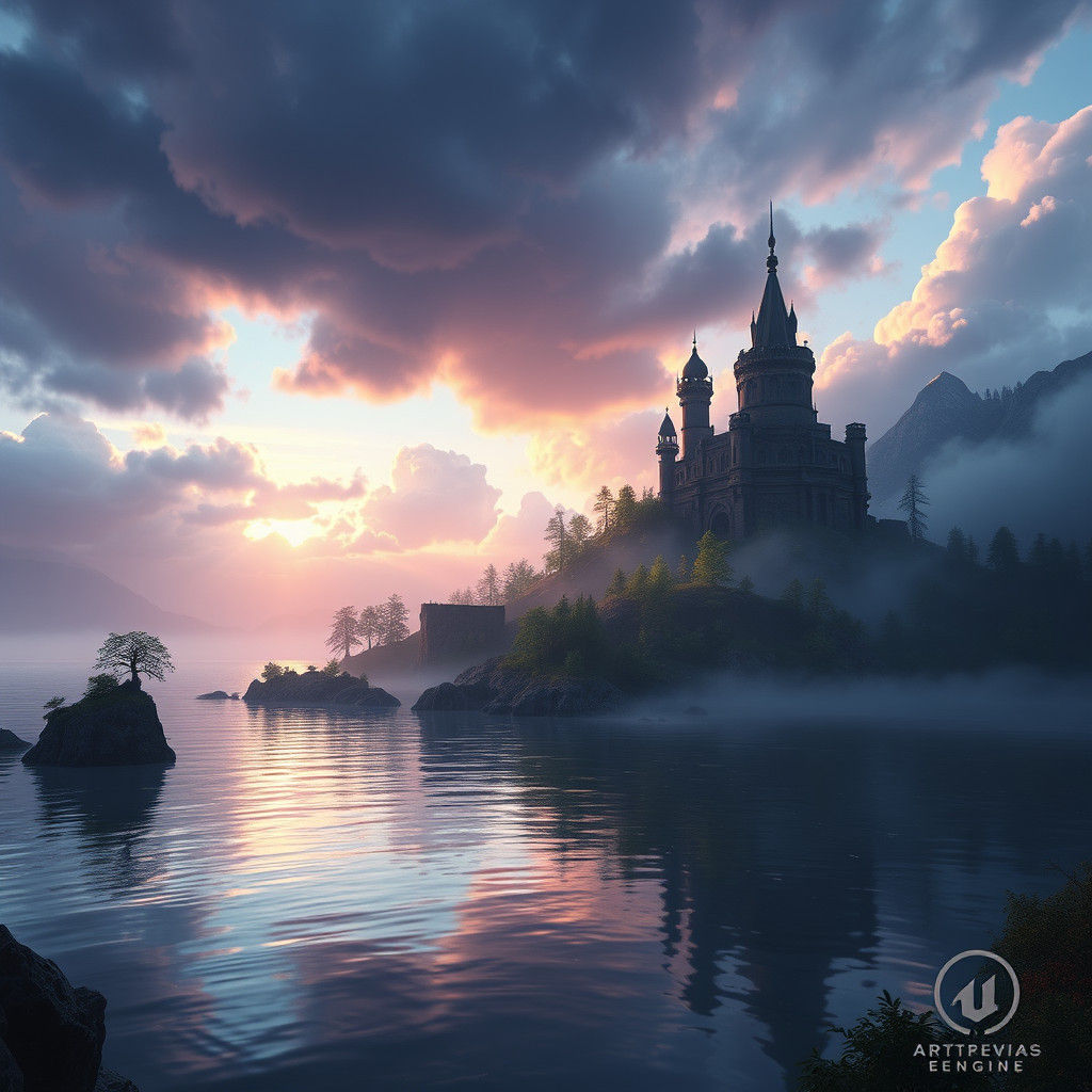 Fantastical Detailed Painting of Mayne Island in Deep Color