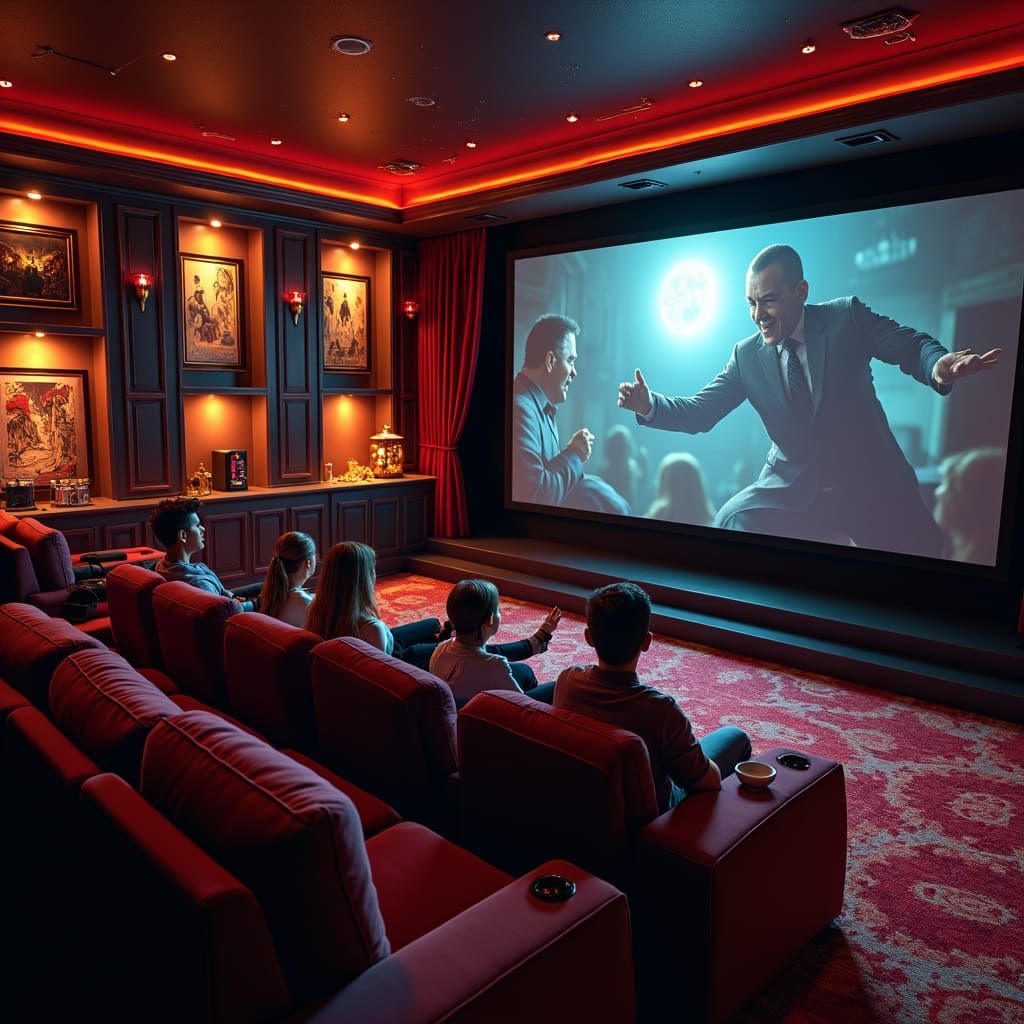 Luxurious Penthouse Home Cinema in Hyperrealistic Style