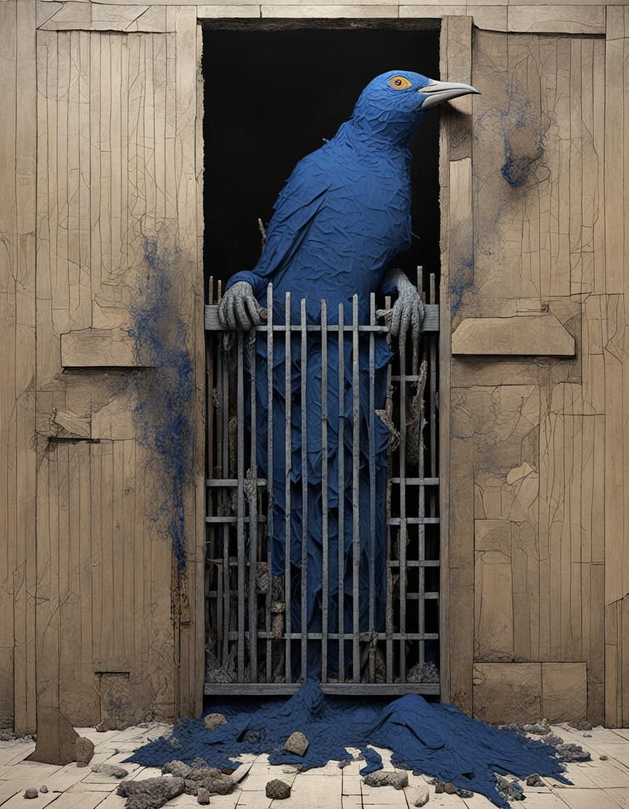 Surreal Decay: Prison Art in Blue