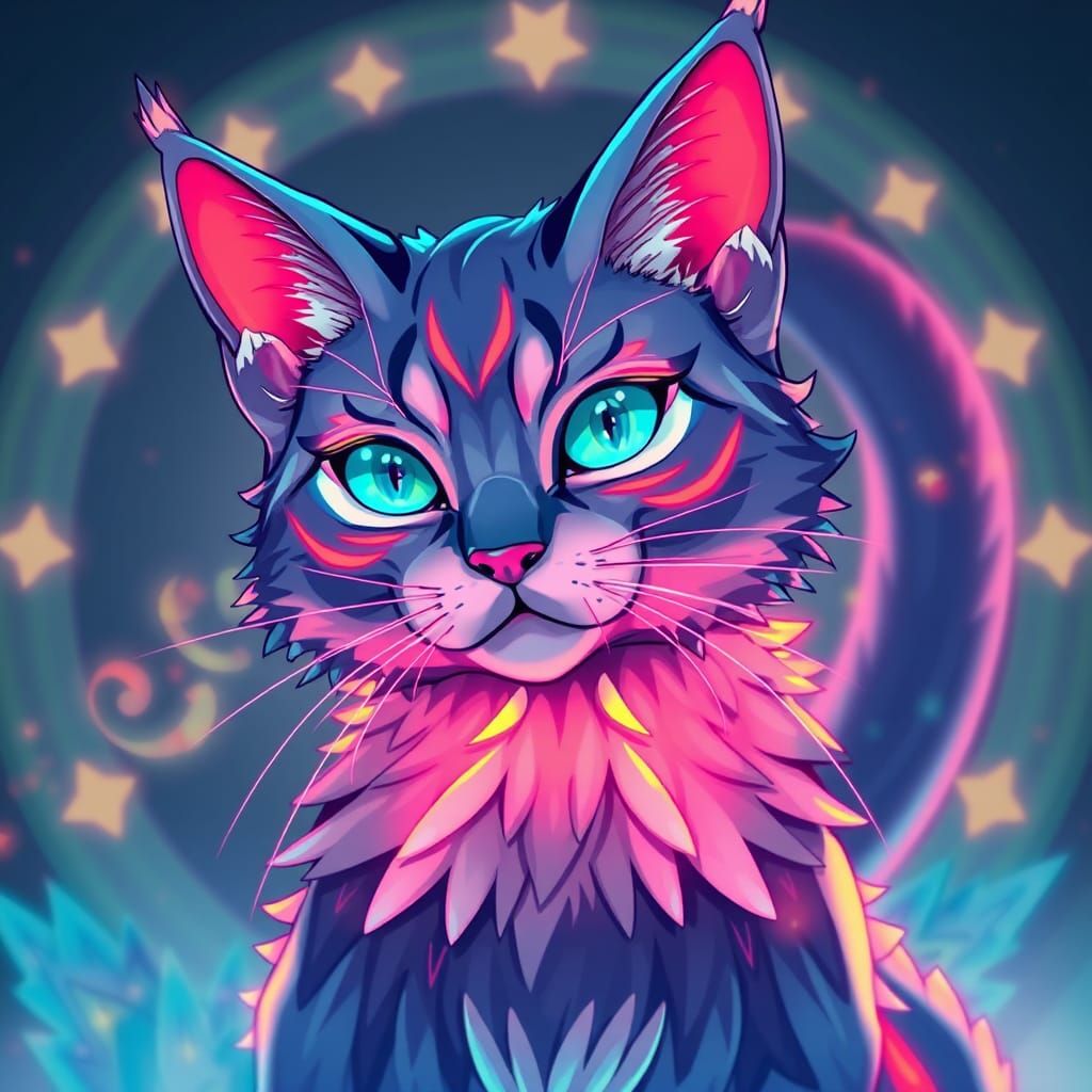 Anime Cat Character with Ethereal Glow