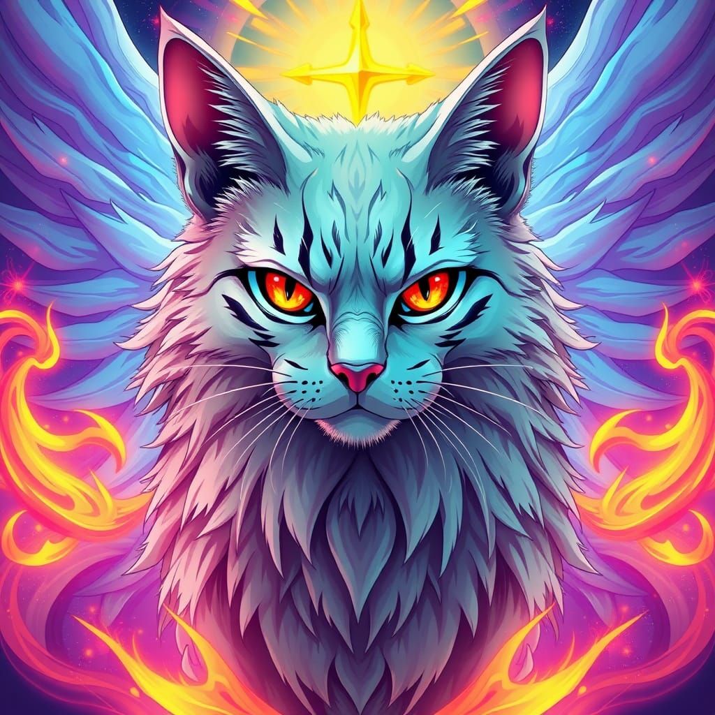 Majestic Divine Cat in Anime Style