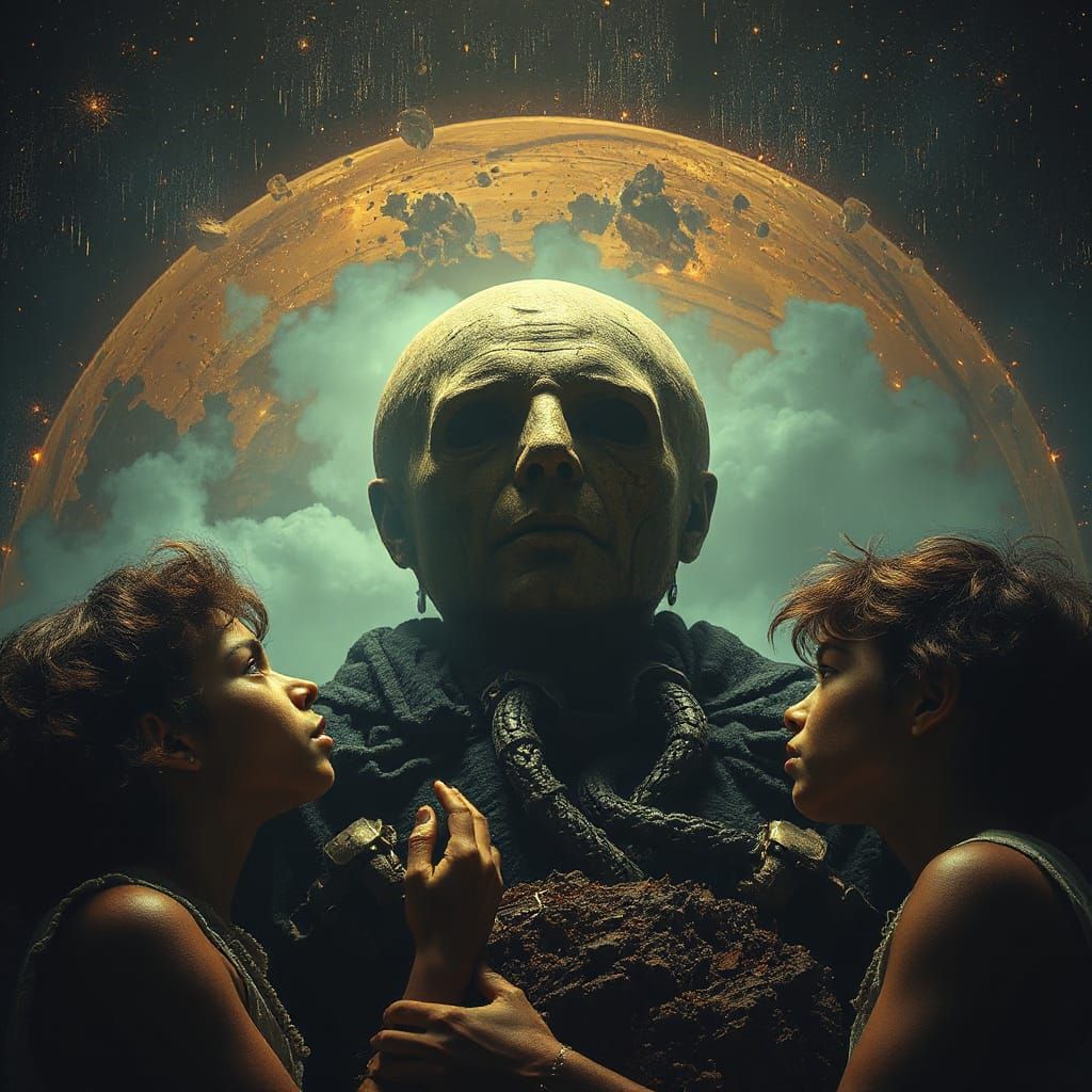 Hyperrealistic Saturn Devouring Youth and Creating Avatars