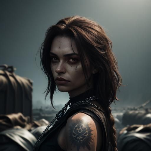 Realistic Portrait of a Girl in Wasteland Outfit