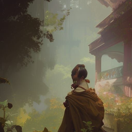 Lush Spring Landscape Concept Art in Triadic Colors