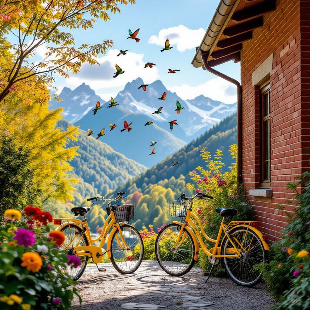 Bicycles in Lush Valley, Professional Photography