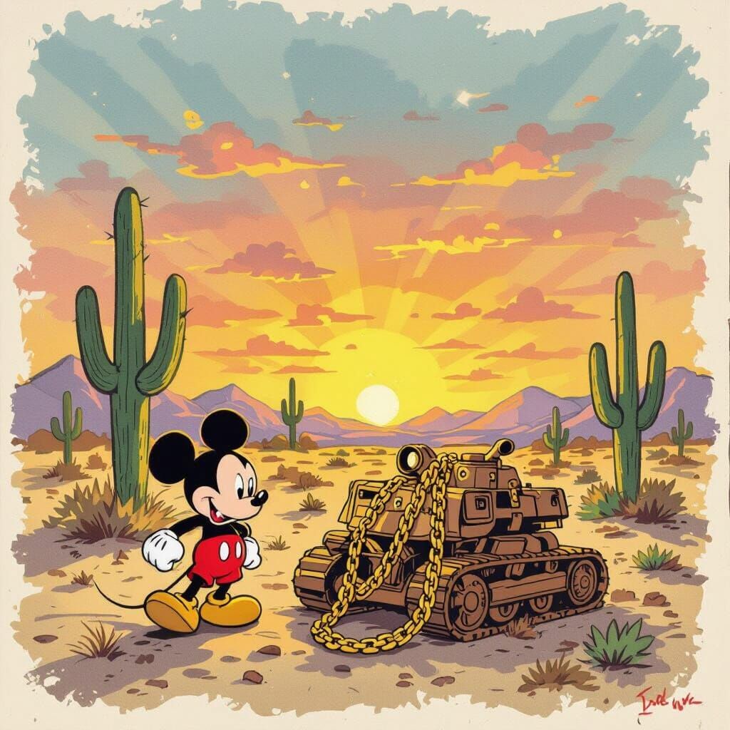 Mickey Mouse Tropa do Mickey with Gold Chain in Pop Art Styl...