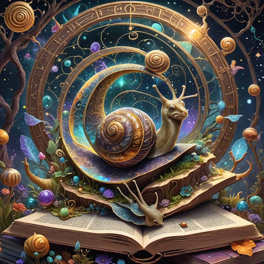 Time Witch Snail Casting Spells, Astral Illustration