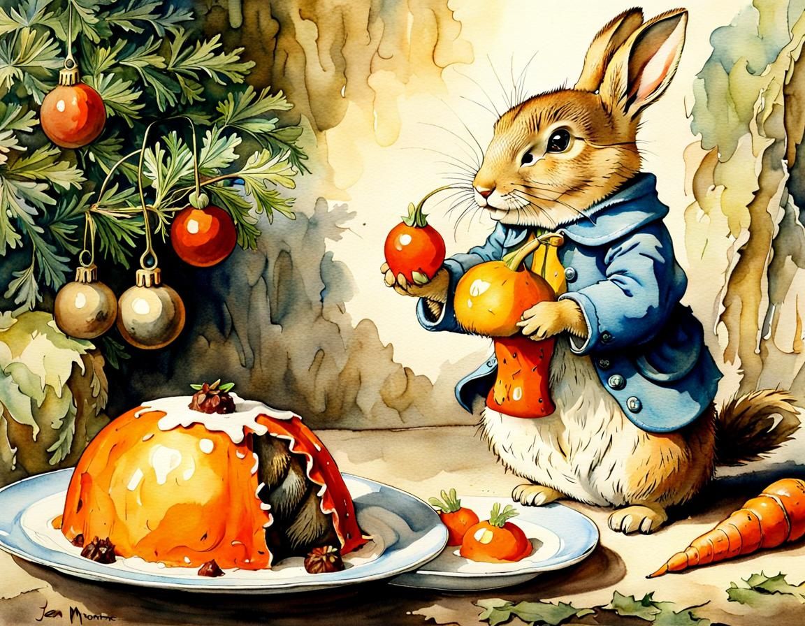 Peter Rabbit's Carrot Pudding: A Watercolour Masterpiece