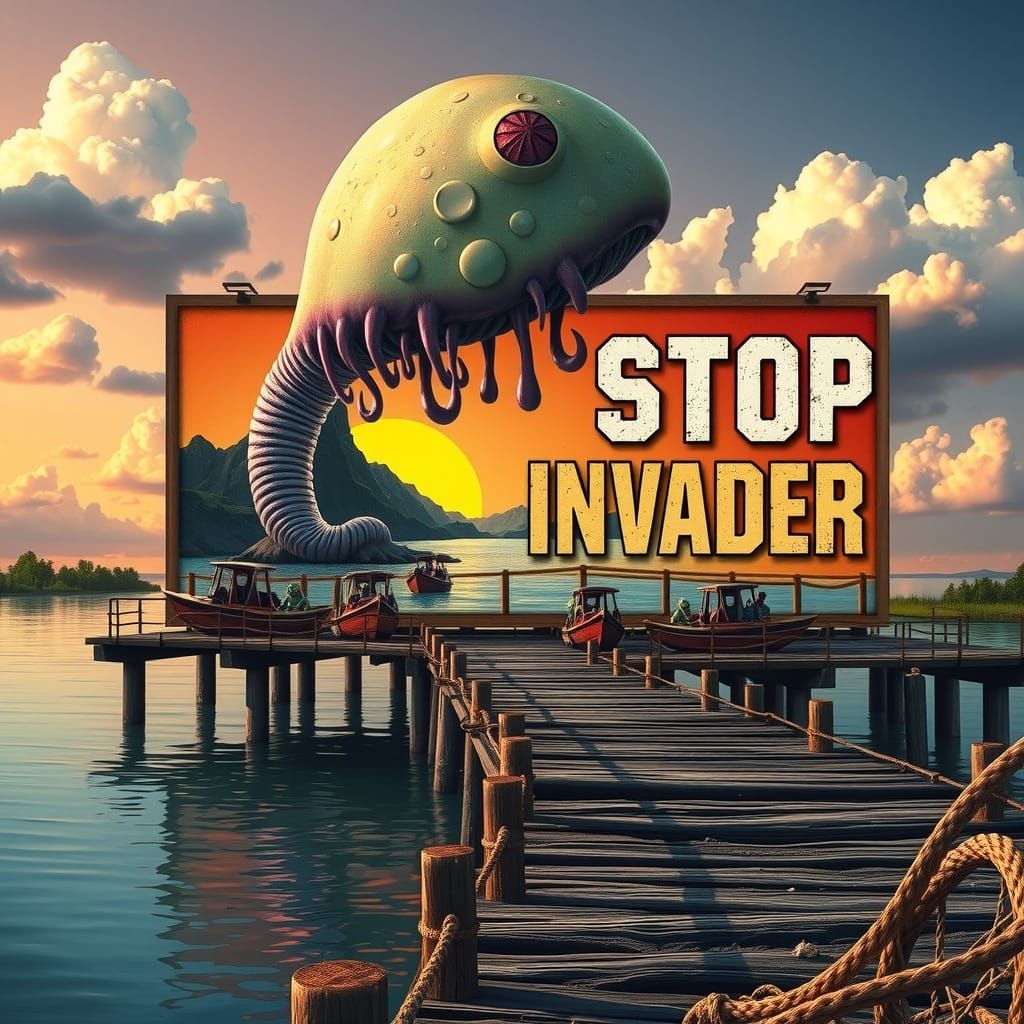 Retro-Futuristic Alien Invasion Billboard