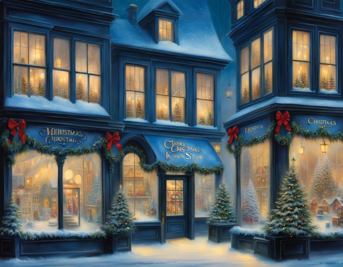 Christmas Store Window in Ethereal Fantasy Style