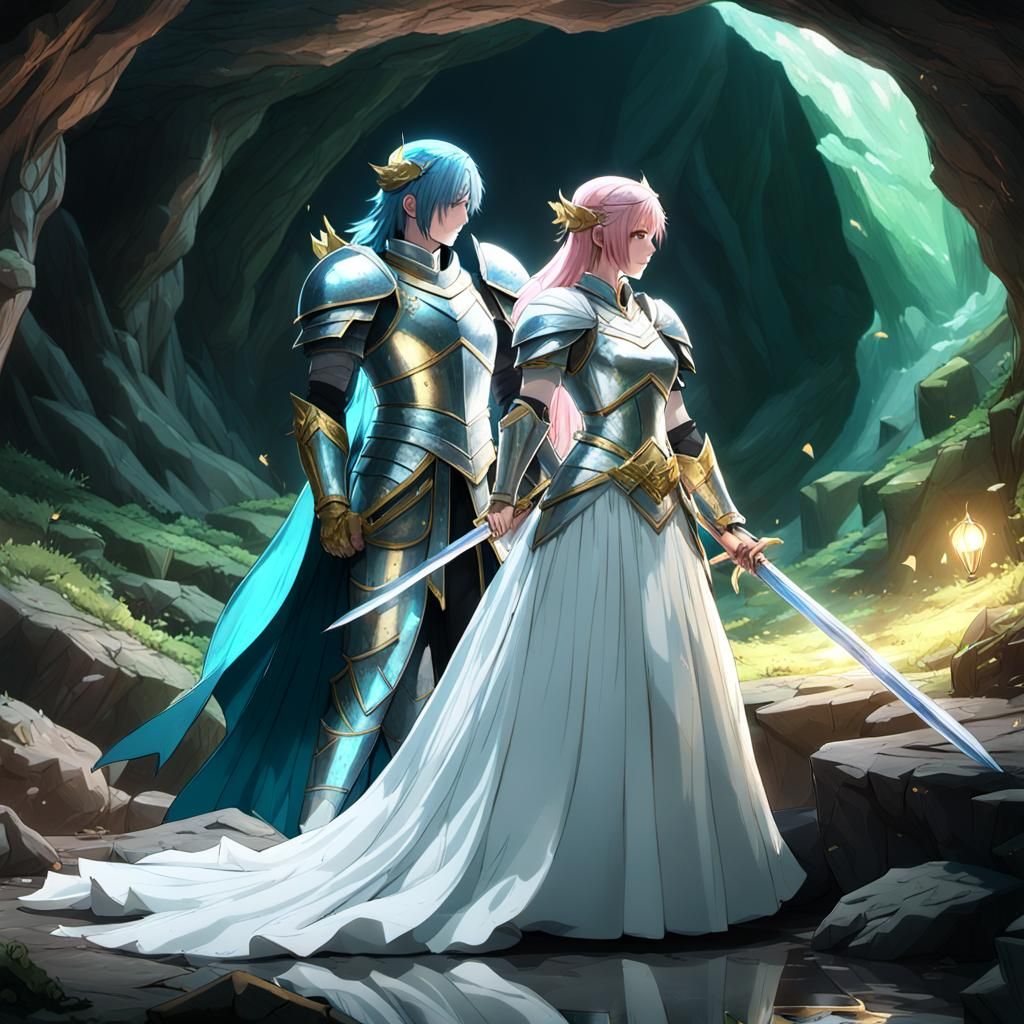 Brunhilde and Siegfried in Dragon's Cave: 3D Anime Art