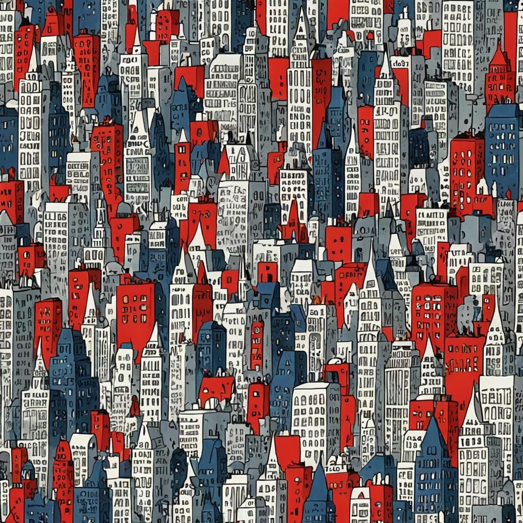 New York City Illustration in Steinberg Style