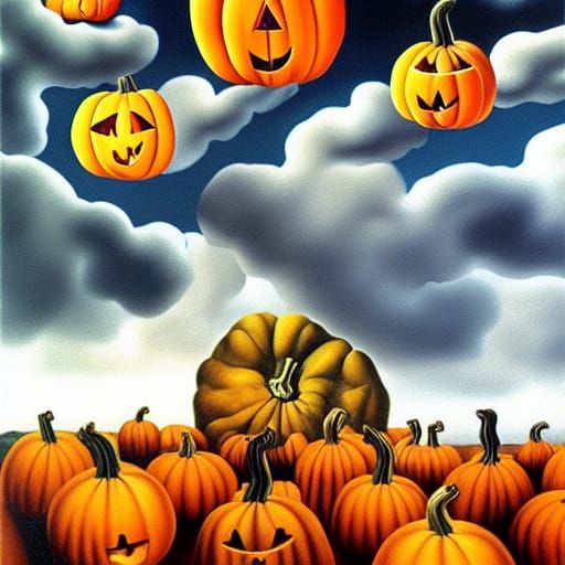Surreal Pumpkin Under Moonlight, Salvador Dali Style