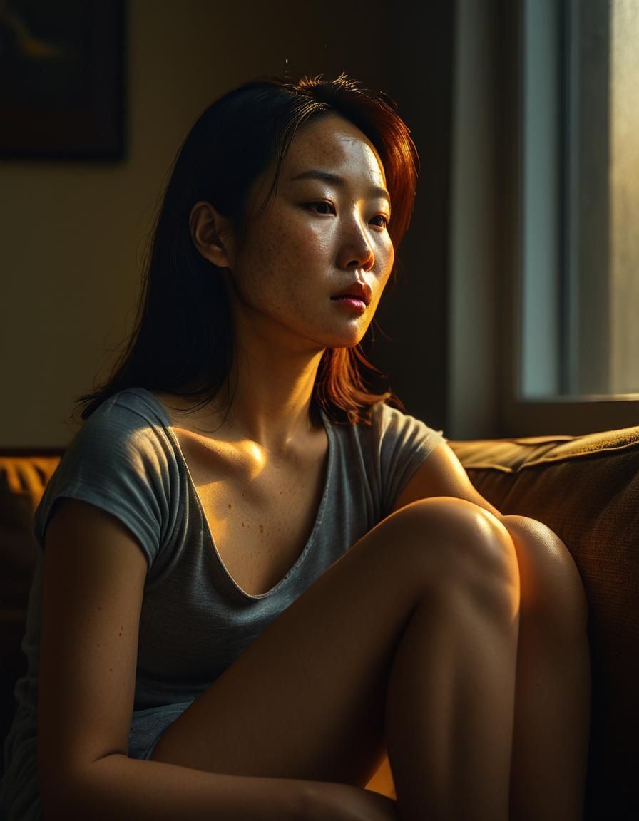 Intimate Portrait of Korean Woman as Oil Painting