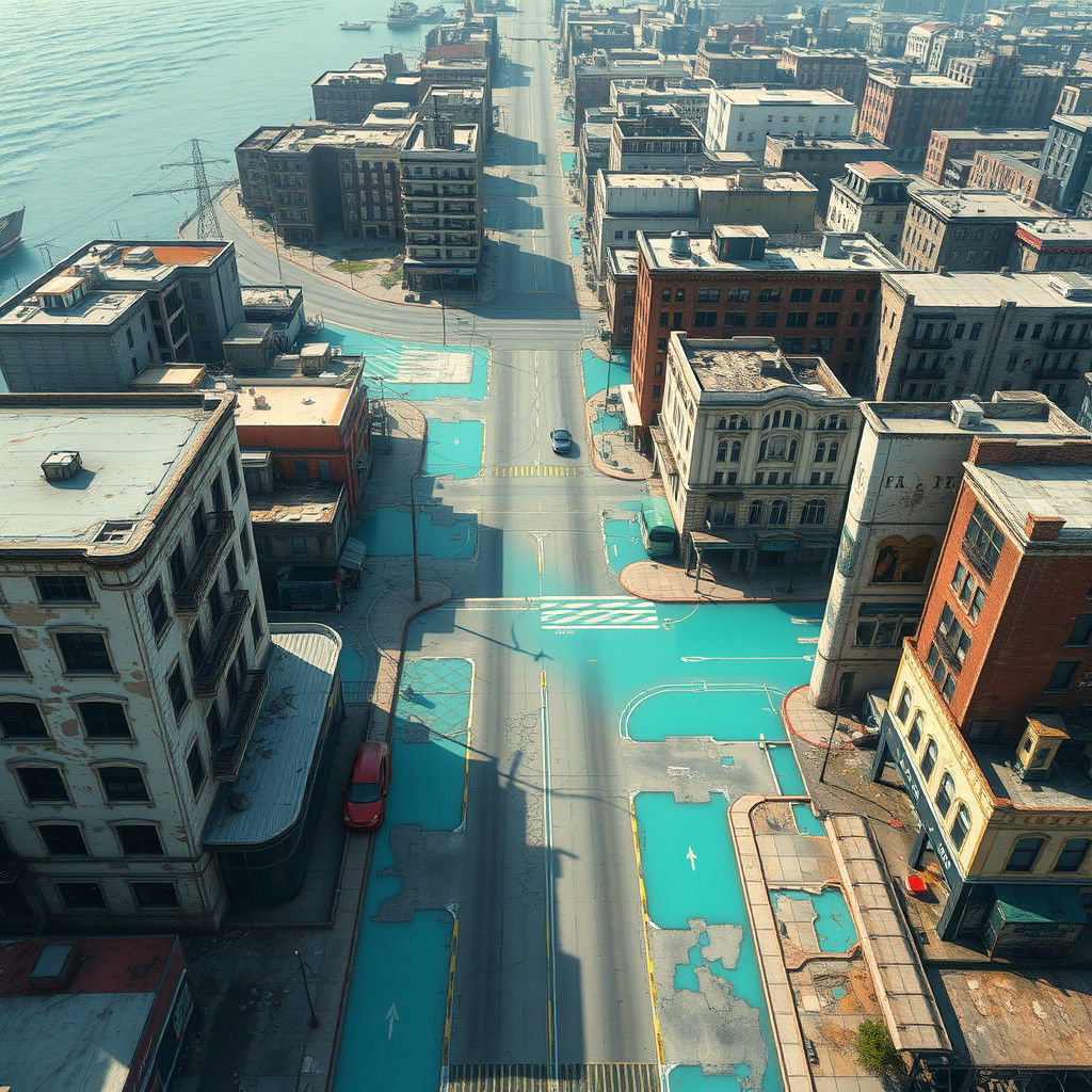 Abandoned Downtown Intersection Reclaimed by Turquoise Ocean...