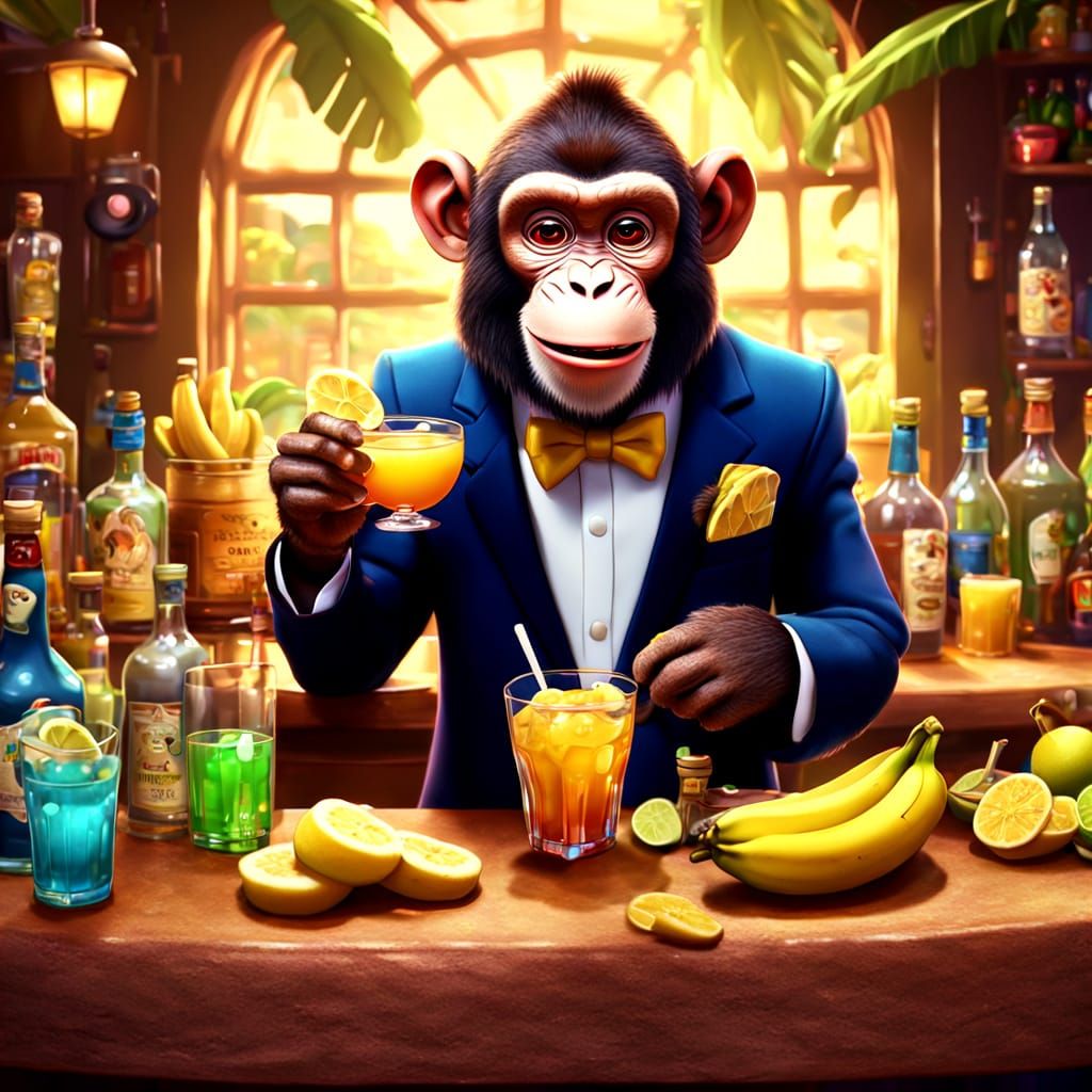 Monkey Bartender in a Disney Cartoon