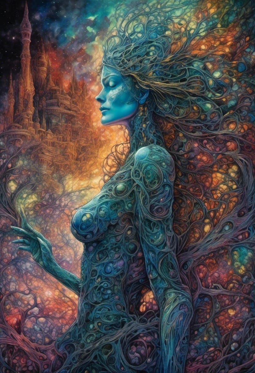 Intricate Maximalist Art in Watercolor and Ink