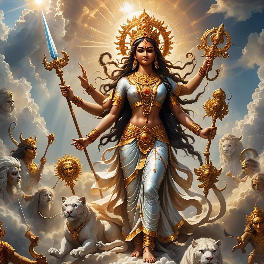 Radiant Durga: Goddess of Light and Death