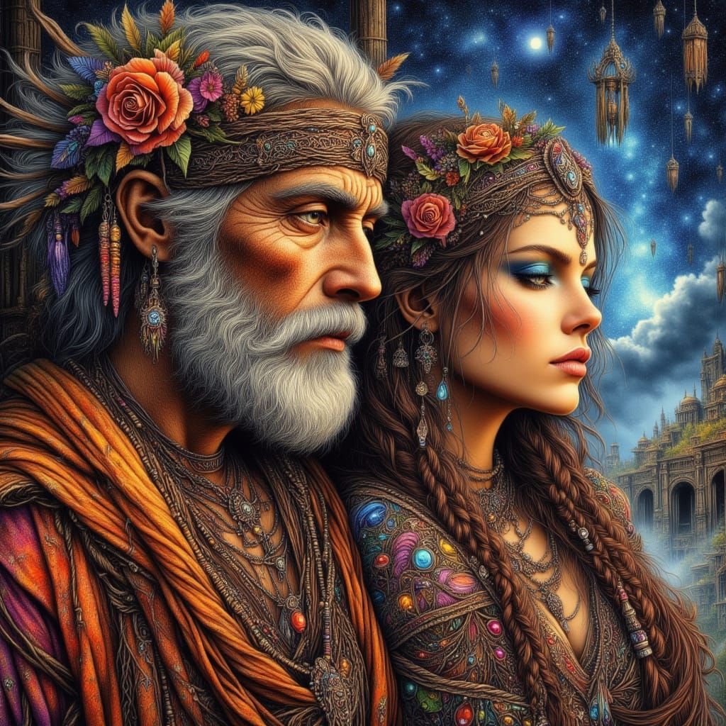 Celestial Beings in Astral Planes: Painterly Illustration