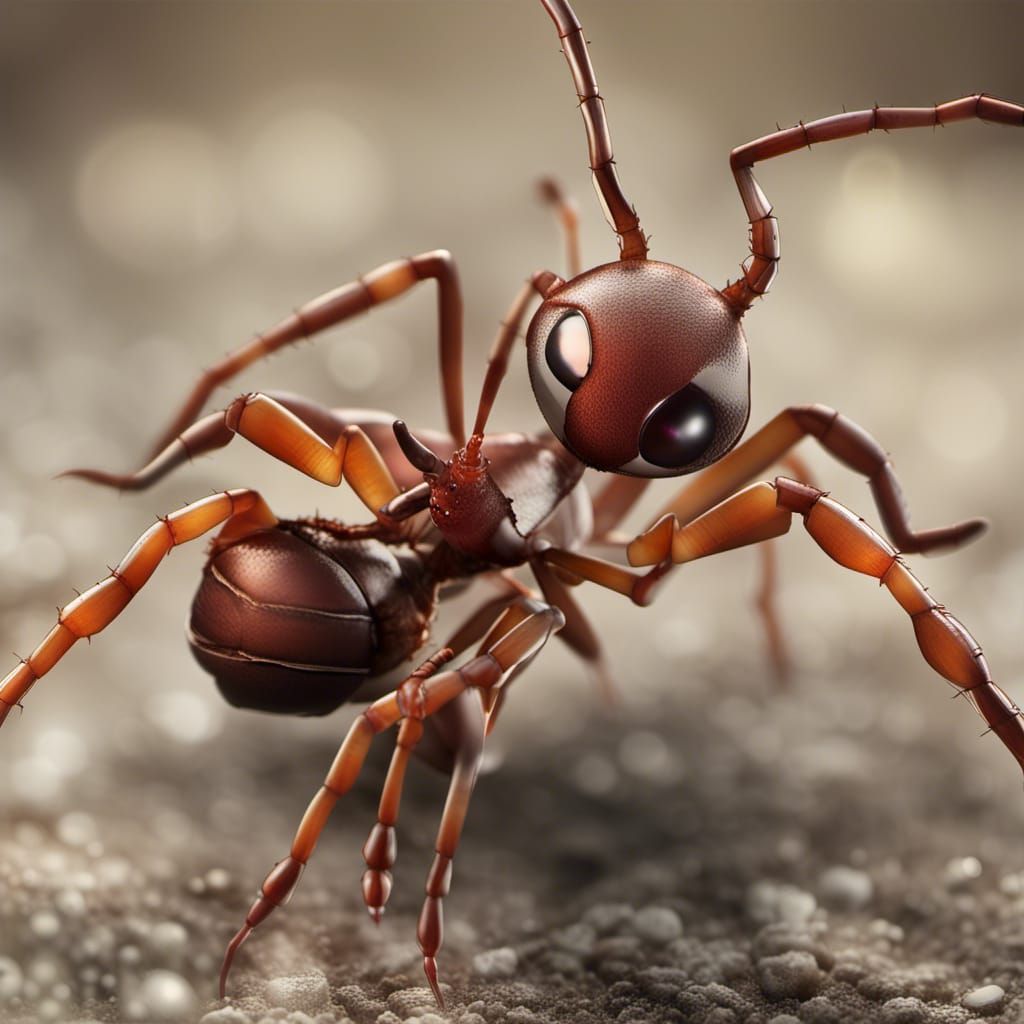 Hyperrealistic Ant: Miniature Warrior in Splash Art Style