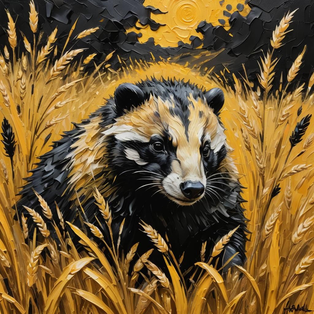Hufflepuff Badger Emblem as Impasto Oil Painting