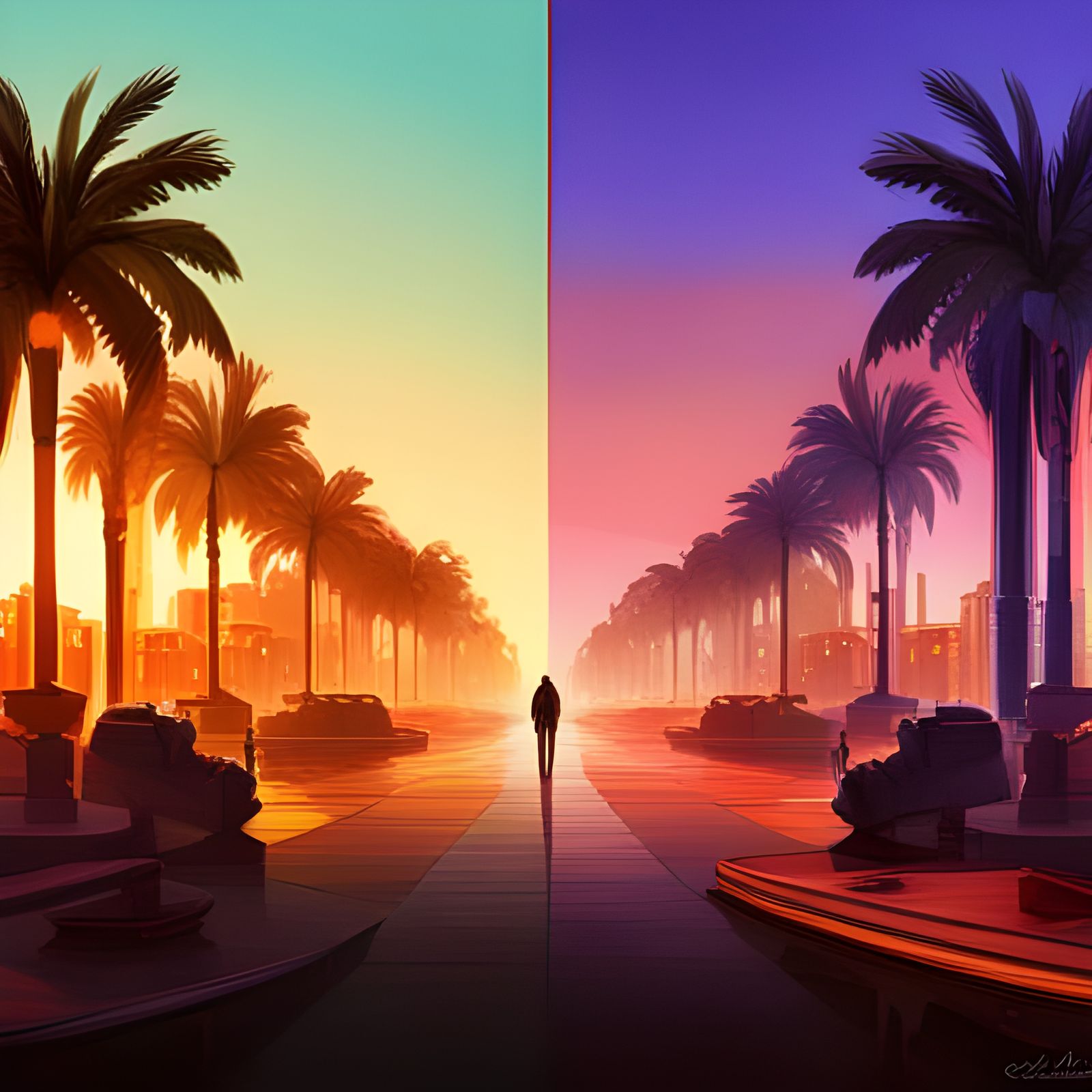 Split-Complementary Colors of Dusk and Dawn Concept Art