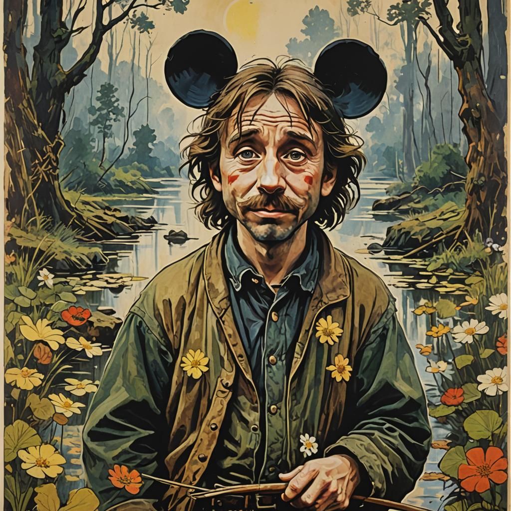 Mickey Mouse as Rambo: Impressionist Movie Poster