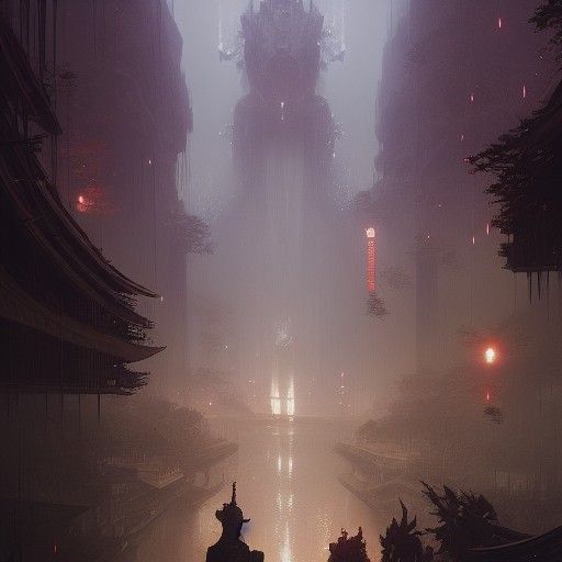 Dark Fantasy Masterpiece in Purple and Yellow