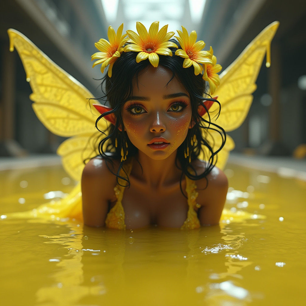 Fairy Queen's Toxic Struggle: Digital Art Illustration